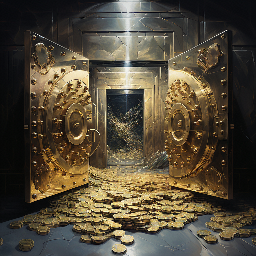 Realistic depiction of abundant money and gold