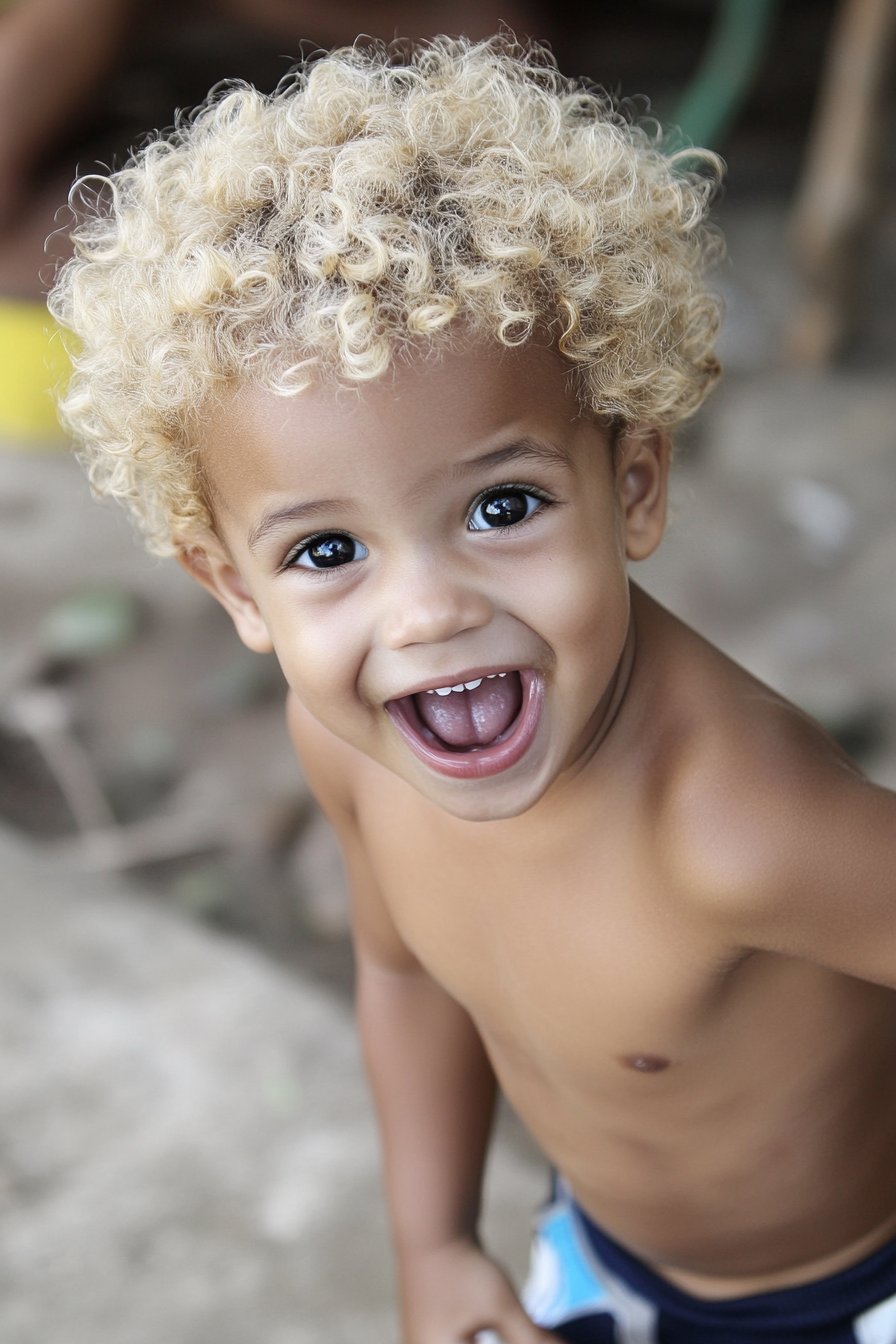 Muscular 4-year-old boy playing