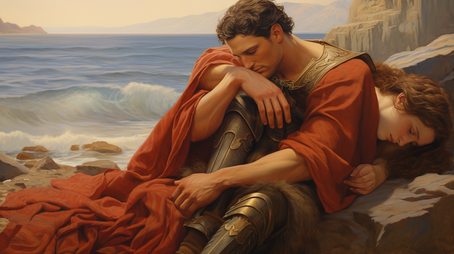 Achilles grieving on Troy beaches