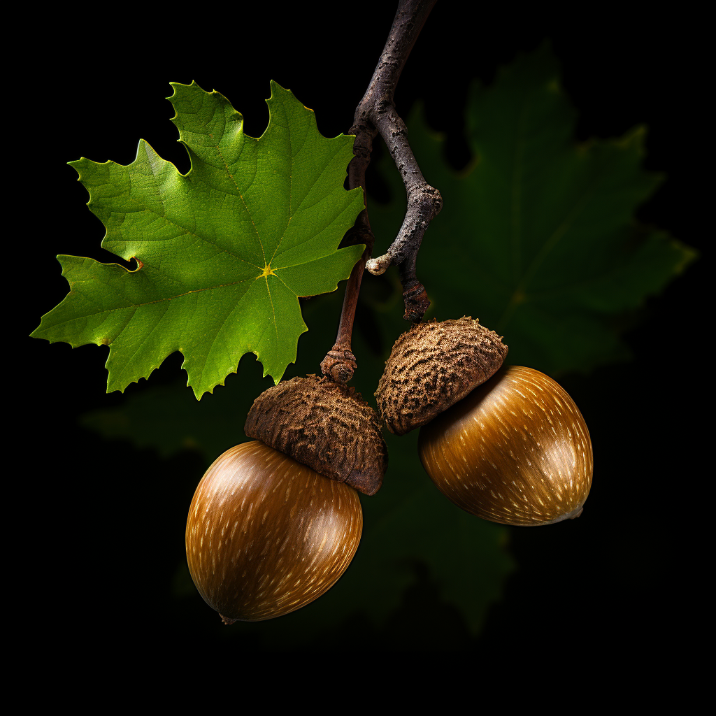 Close-up of isolated acorns