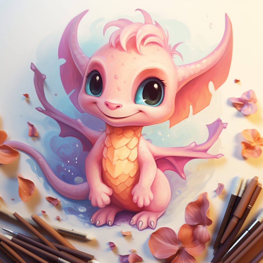 Adorable dragon in acrylic paint style