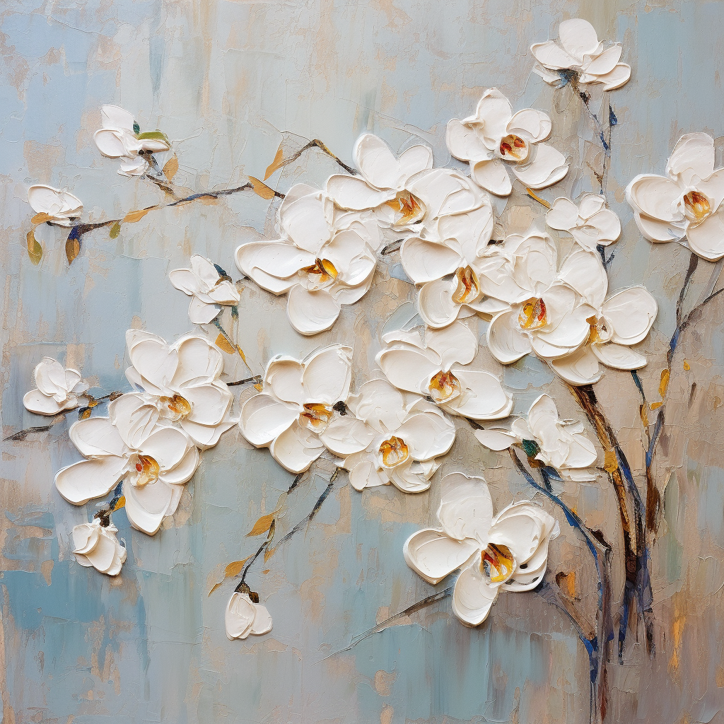 White Orchids on Acrylic Paint Texture