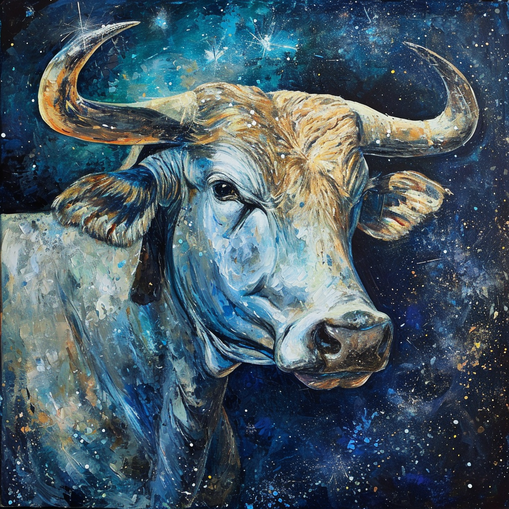 Beautiful acrylic painting of Taurus sign