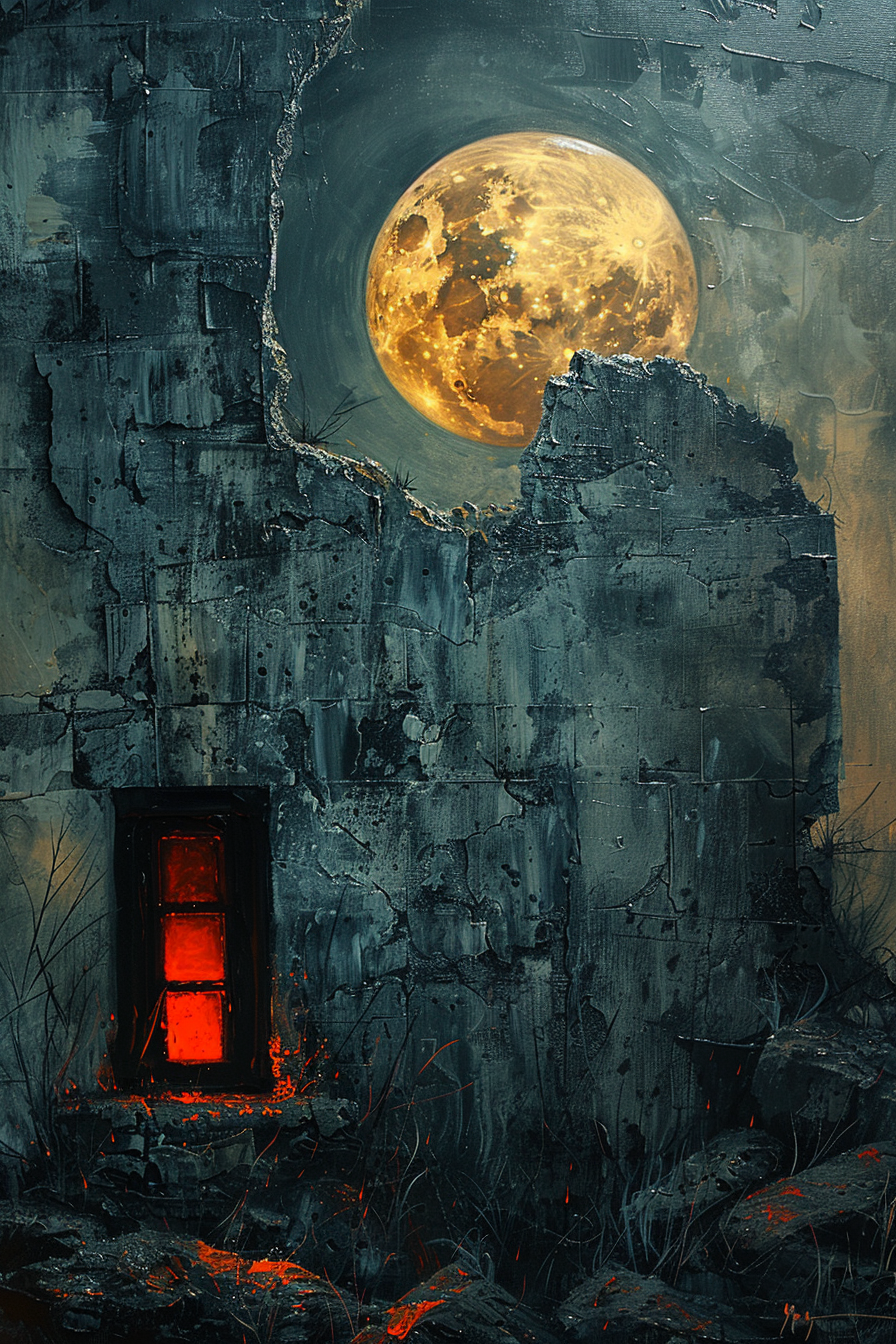 Dreamy Acrylic Painting Moon Wall Window