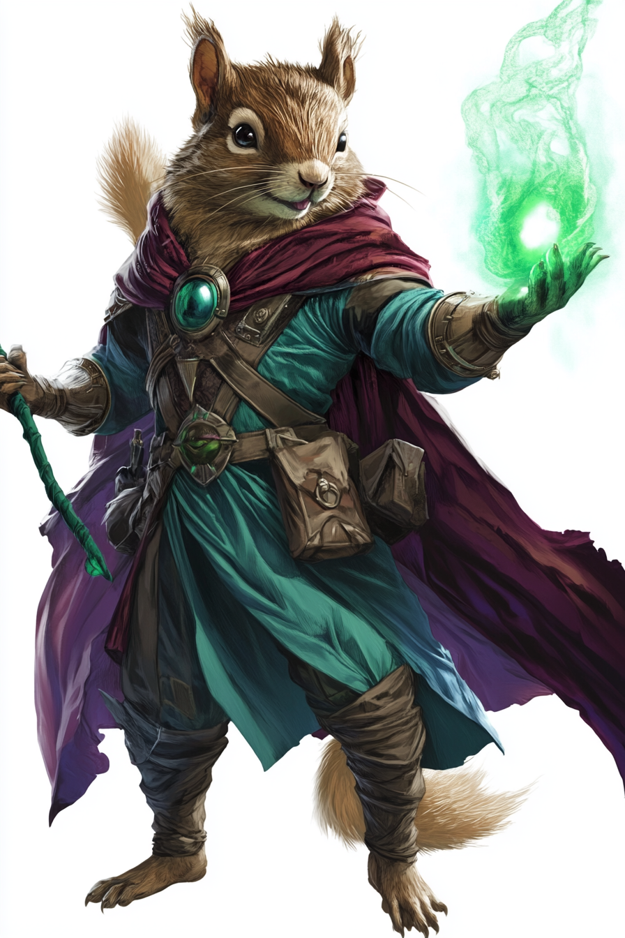 Squirrel humanoid with magic staff