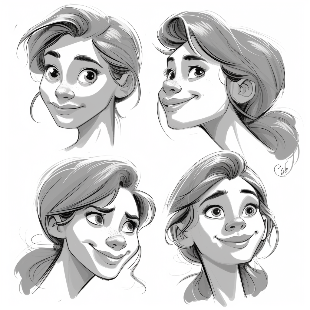 Actress smiling model sheet