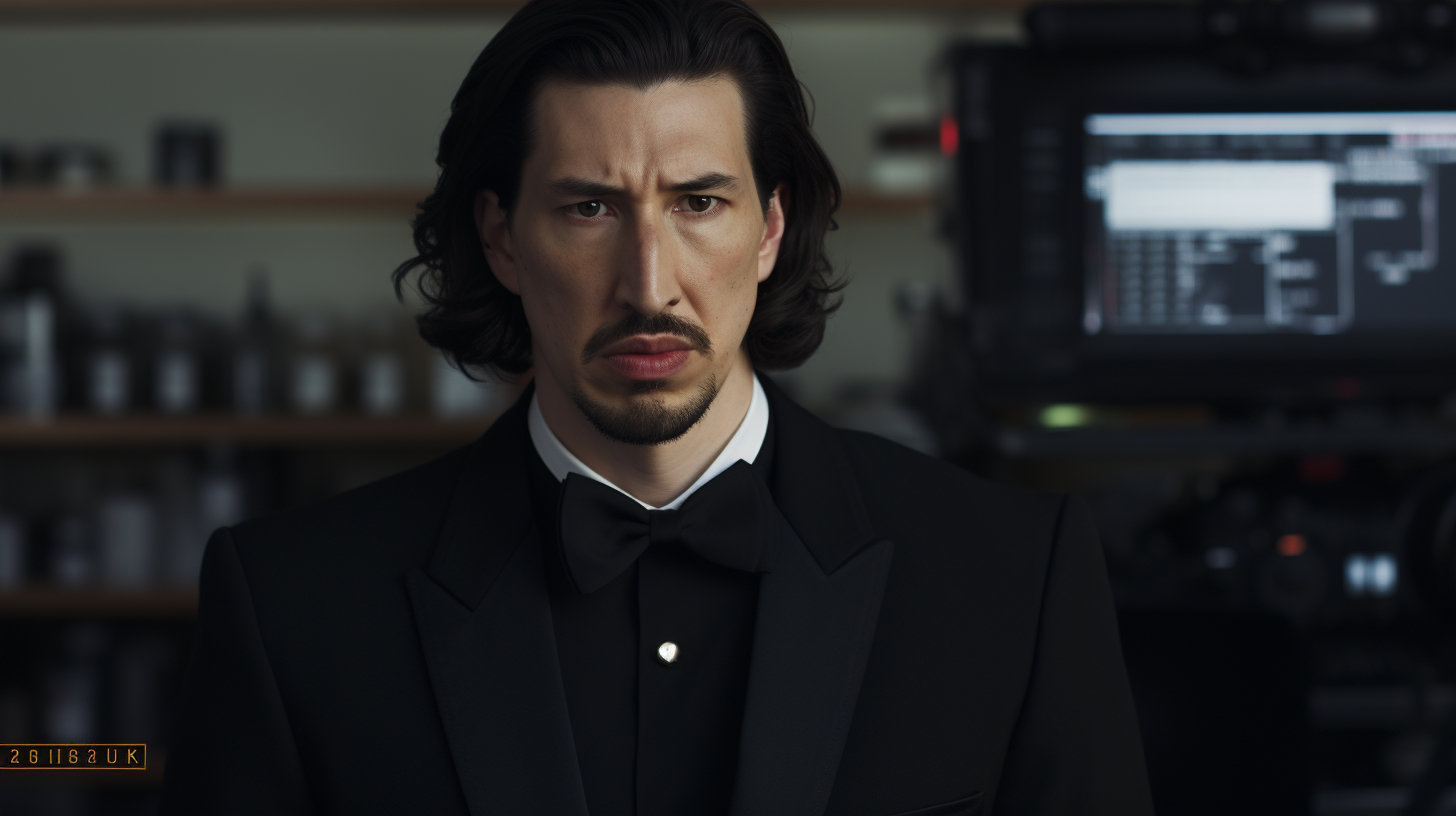 Adam Driver in black special agent attire