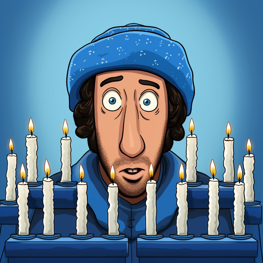 Adam Sandler as Menorah with Dreidels