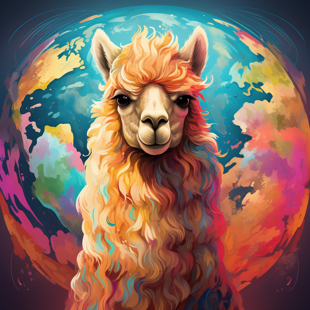 Colorful Earth Element Alpaca Illustration