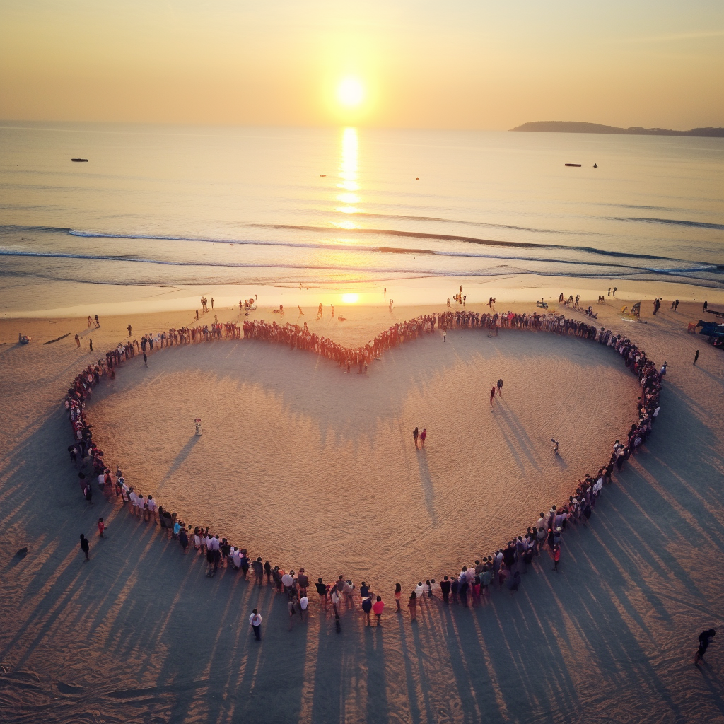 People standing on beach forming Adil dan Merata