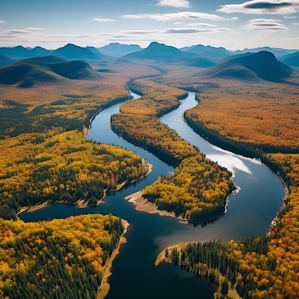 Adirondacks autumn aerial view