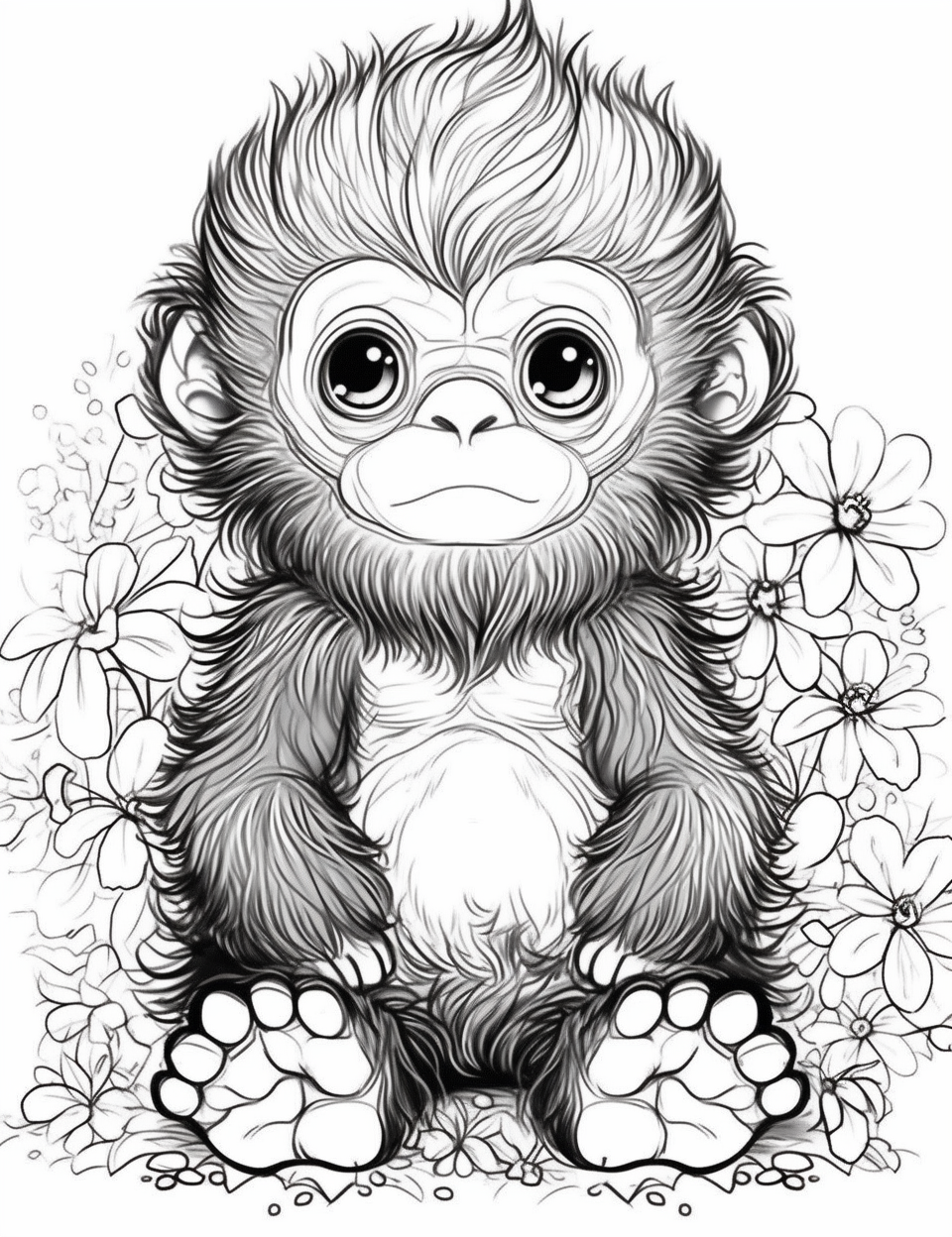 Cute baby gorilla with chibi style