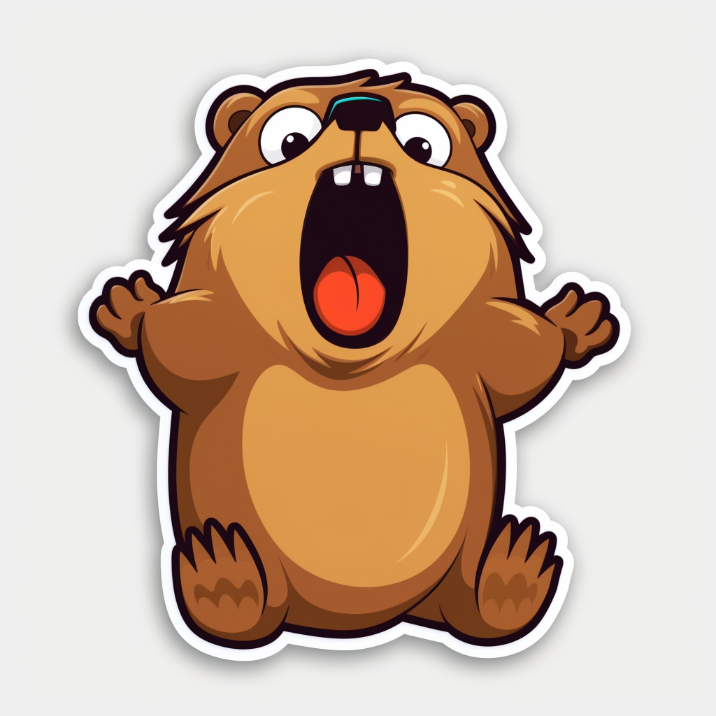 Adorable beaver cartoon stickers yelling