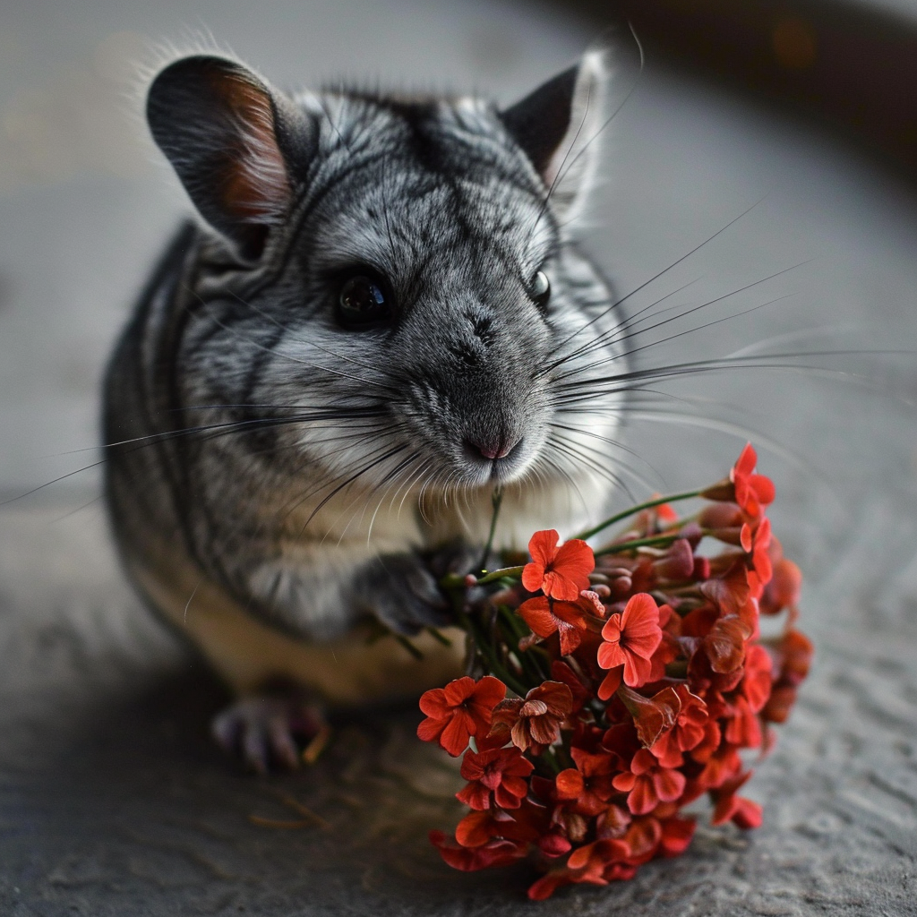 adorable chinchilla working florist image