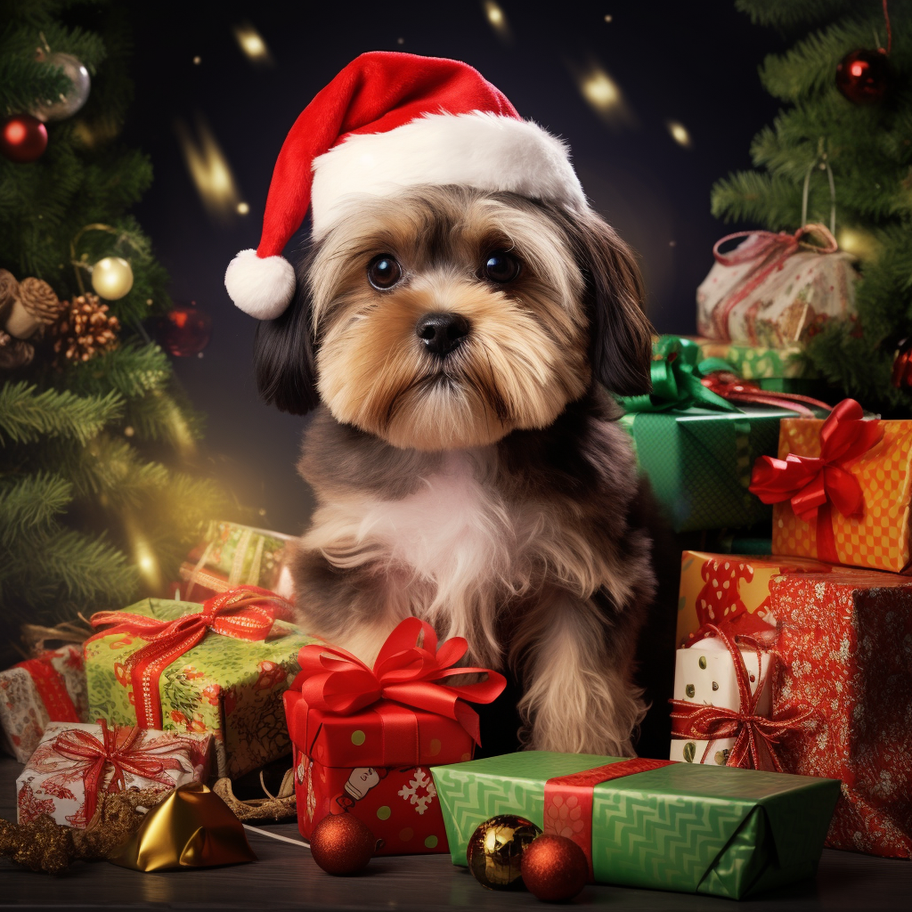 Cute Dog in Santa Costume