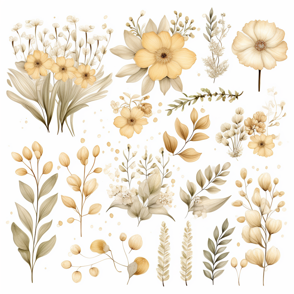 Cute floral clipart for babies