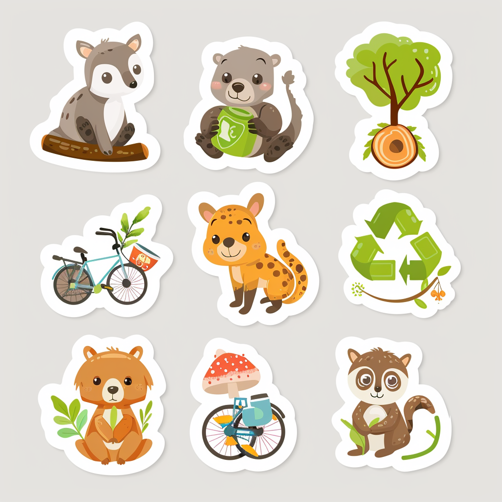 Adorable Eco-Friendly Animal Stickers