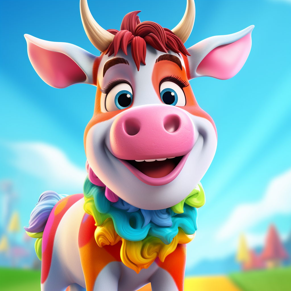 Adorable happy cow cartoon image