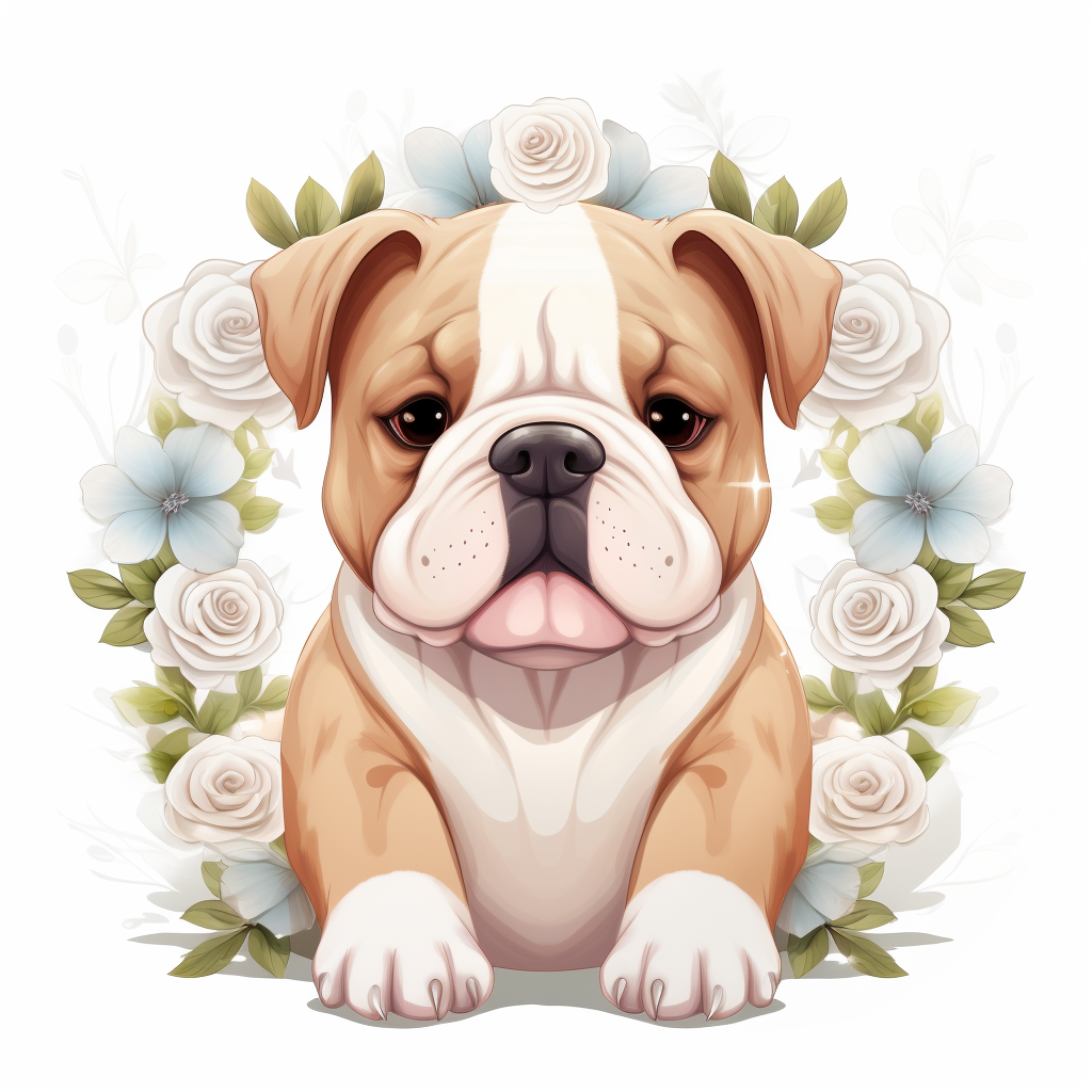 Cute Bulldog with Angel Wings