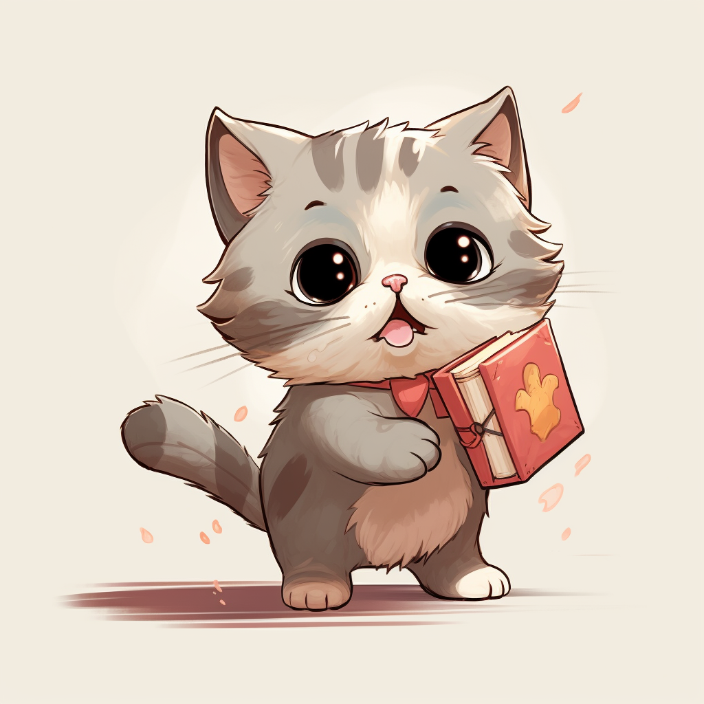 Cute Kitten with Birthday Card Cartoon