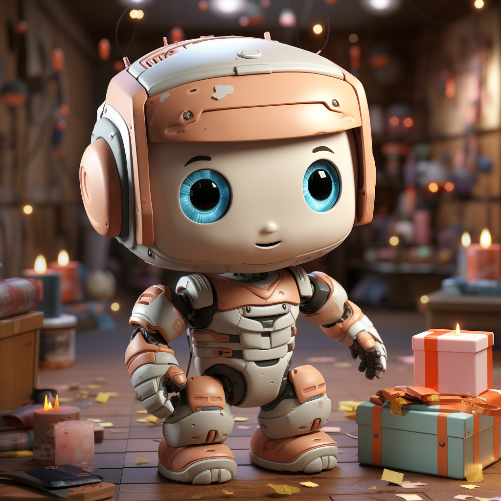 Cute 3D robot celebrating New Year