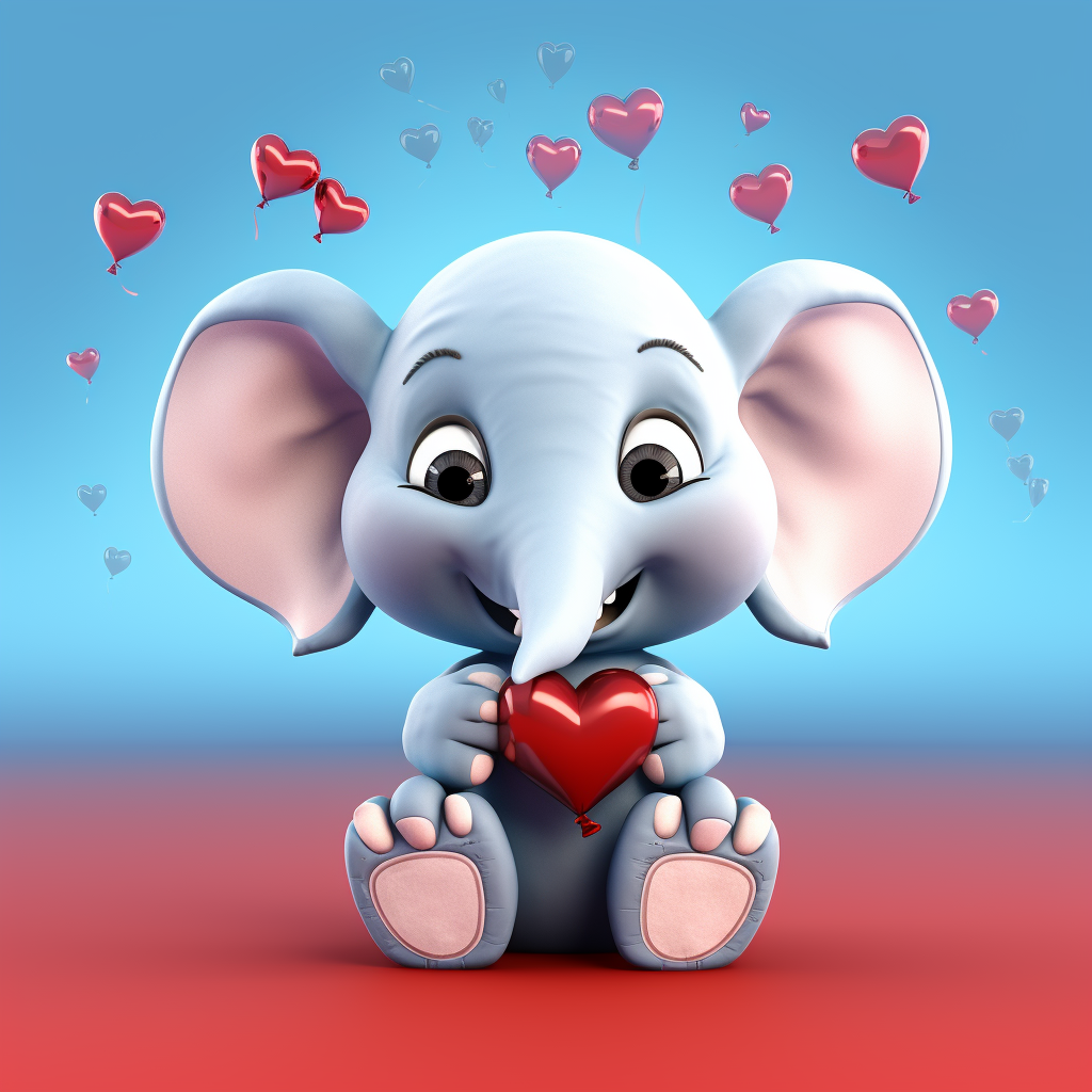 Cute elephant holding heart with  FIA