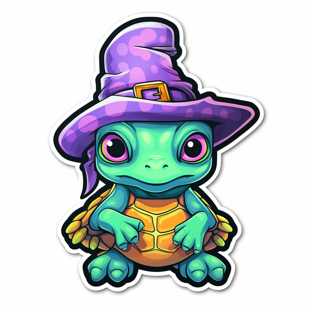 Cute witch turtle sticker