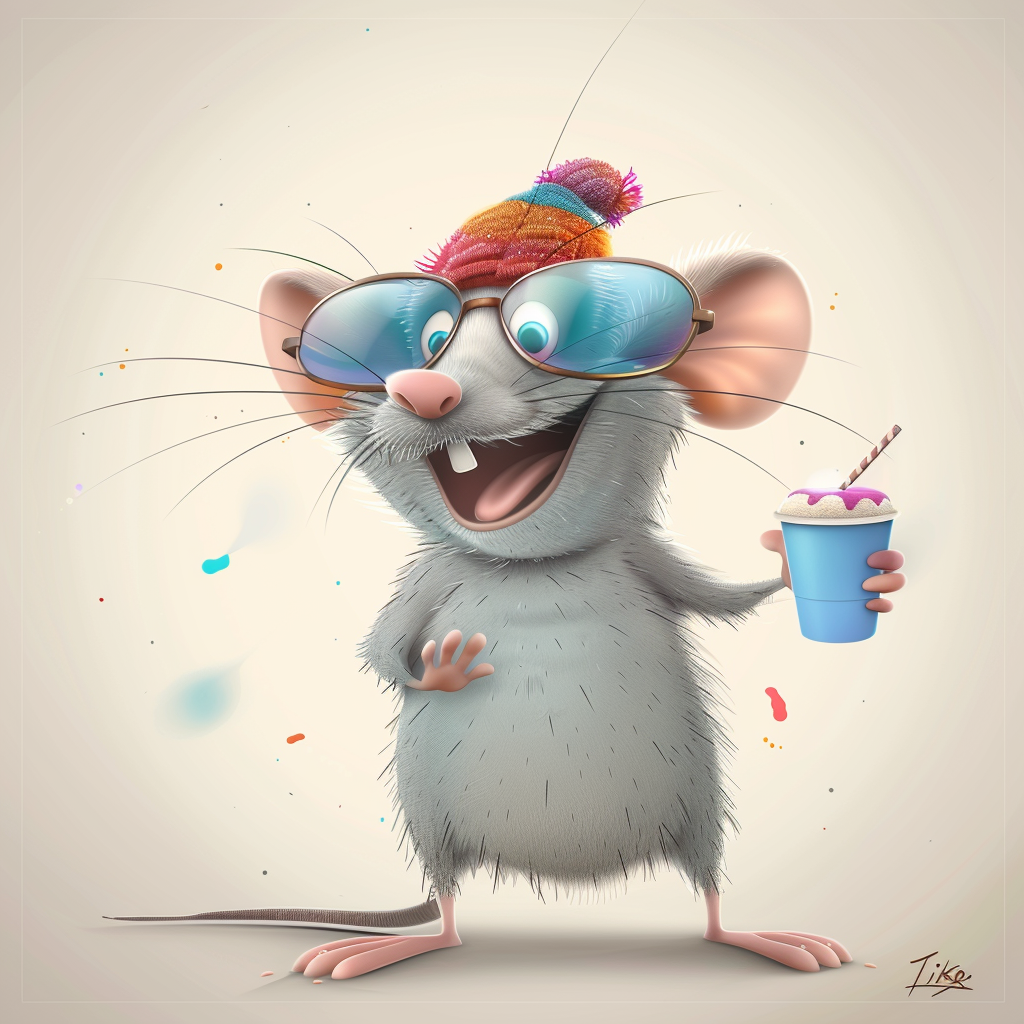 adorable mouse with smartphone illustration