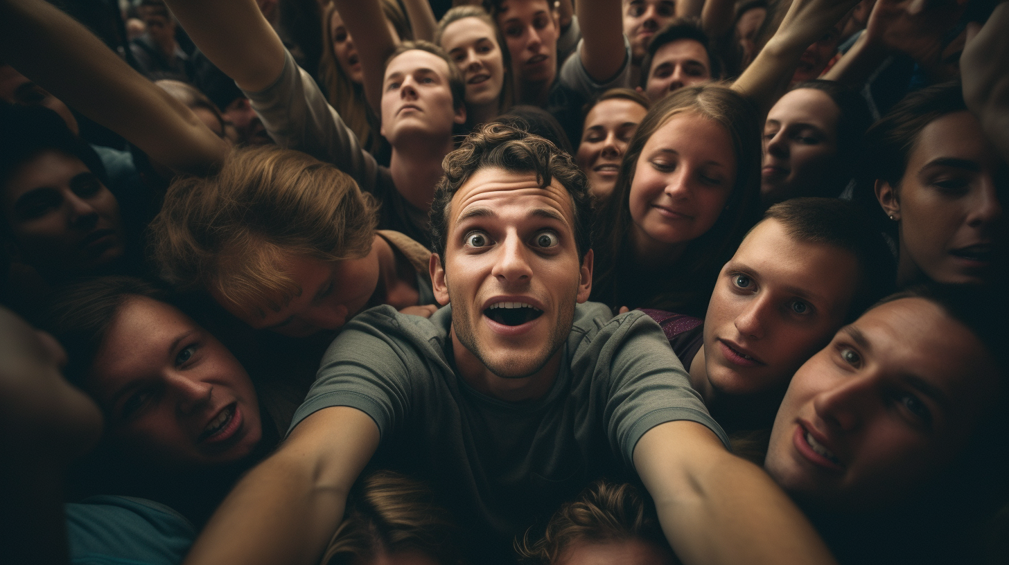 Group of people adoring someone