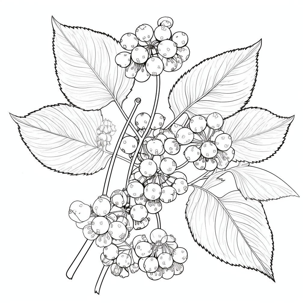 Adult Coloring Baneberry Stems Rosalind Wheeler Drawing