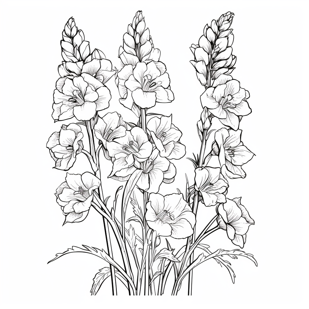 Delphinium Flowers Coloring Page