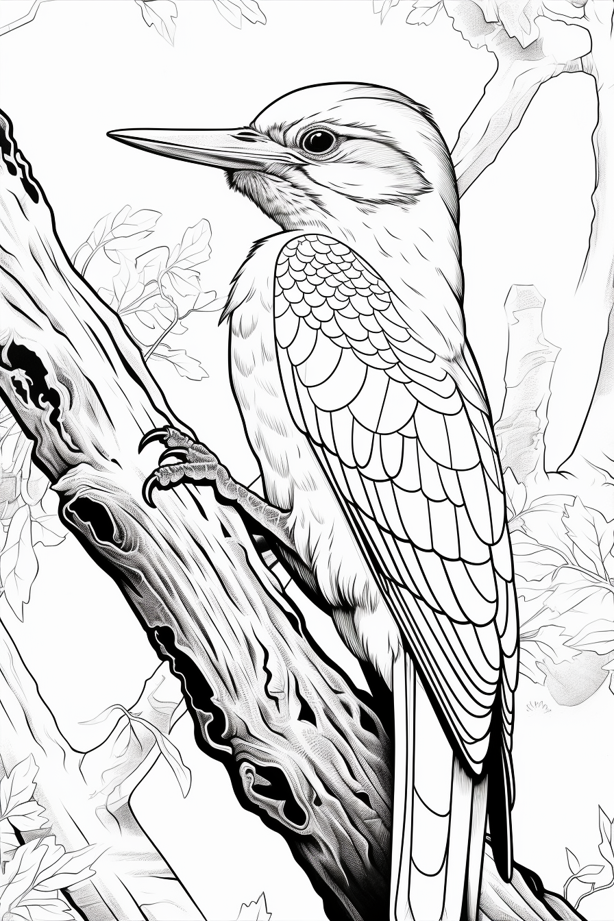 Pileated Woodpecker Adult Coloring Page