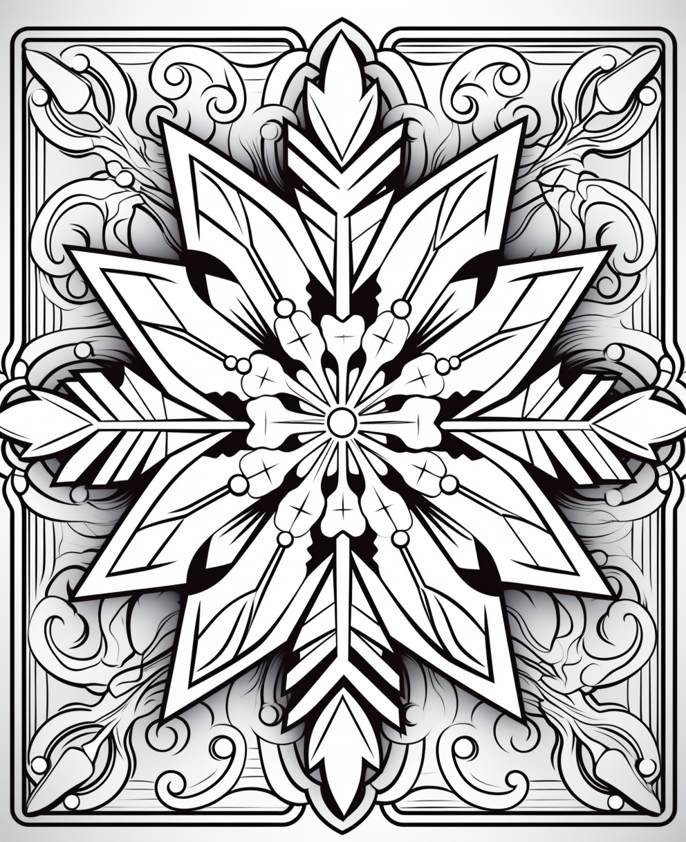 Simple snowflake coloring page for adults