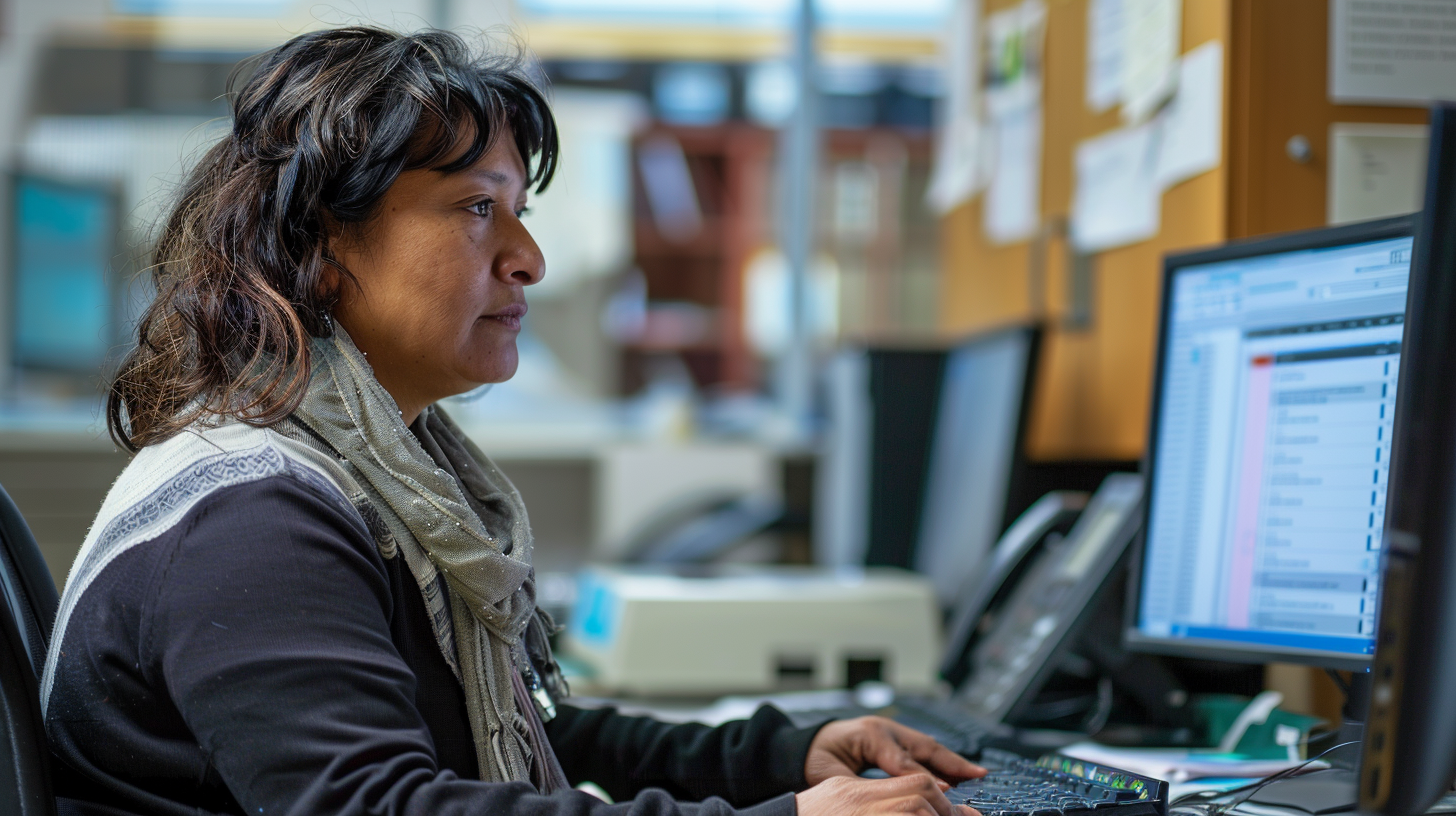 Adult at Computer in Academic Setting