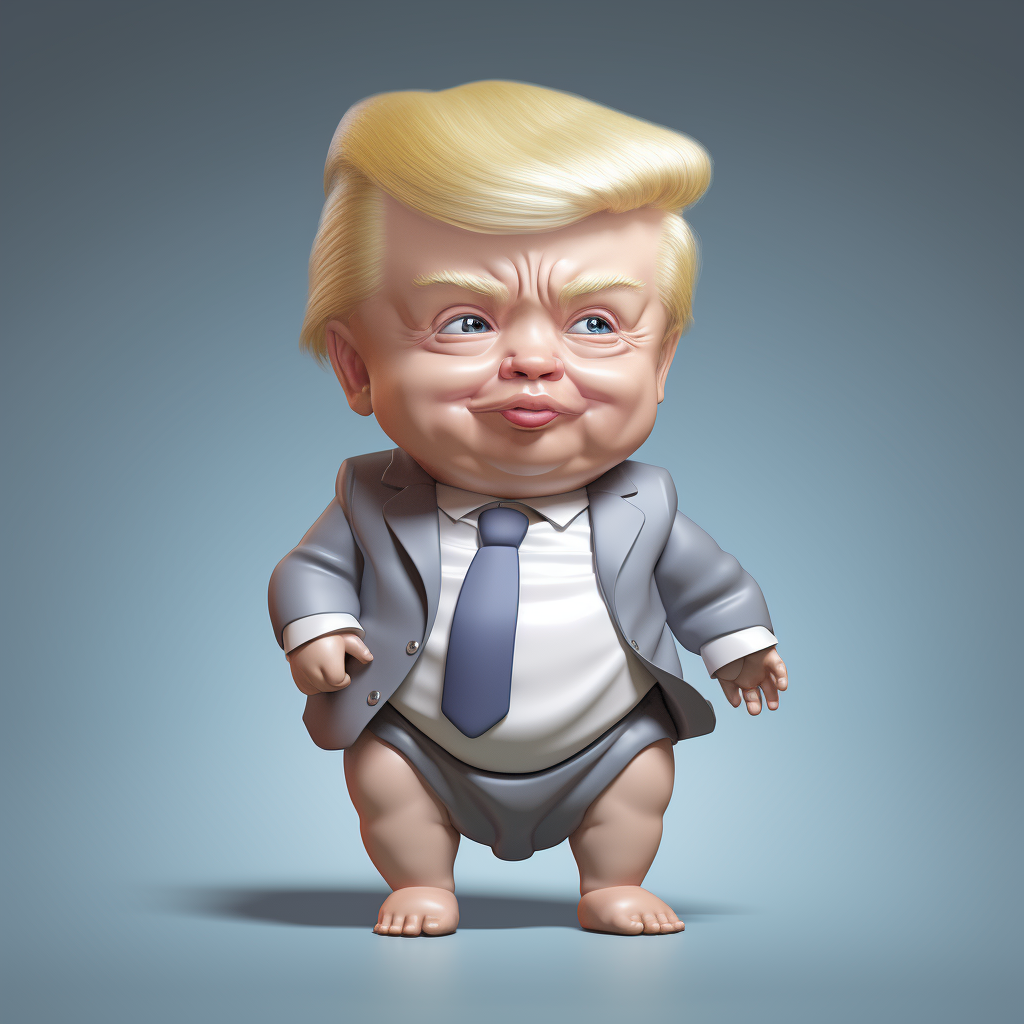 Image of adult Donald Trump dressed like a baby