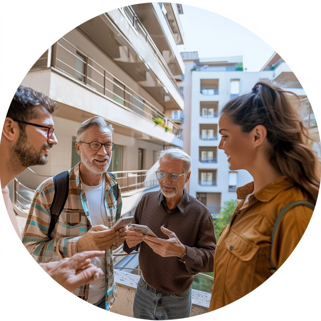 Group of Adults Using Map on Cellphone