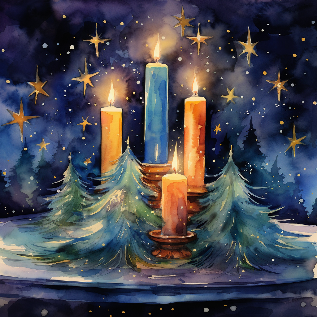 Advent wreath with joy and gifts