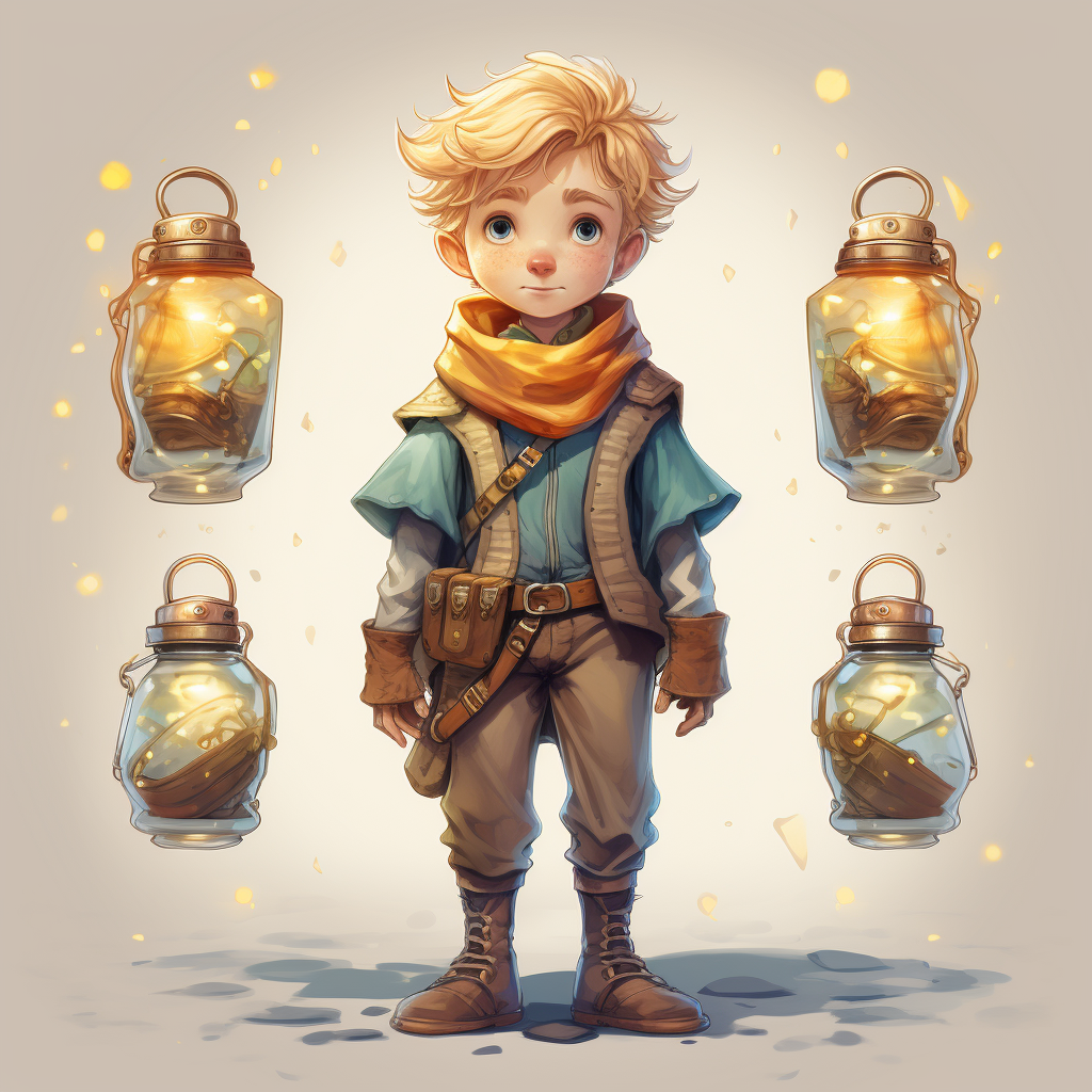 Adventure character with jars on belt