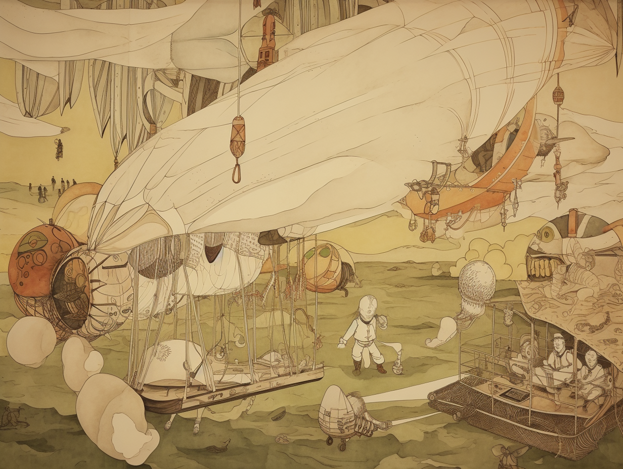 Silk fabric surrounding airships and rockets