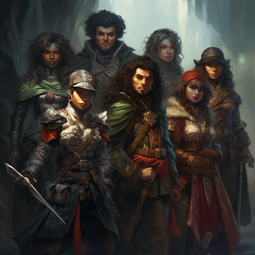 group of adventurers in fantasy world