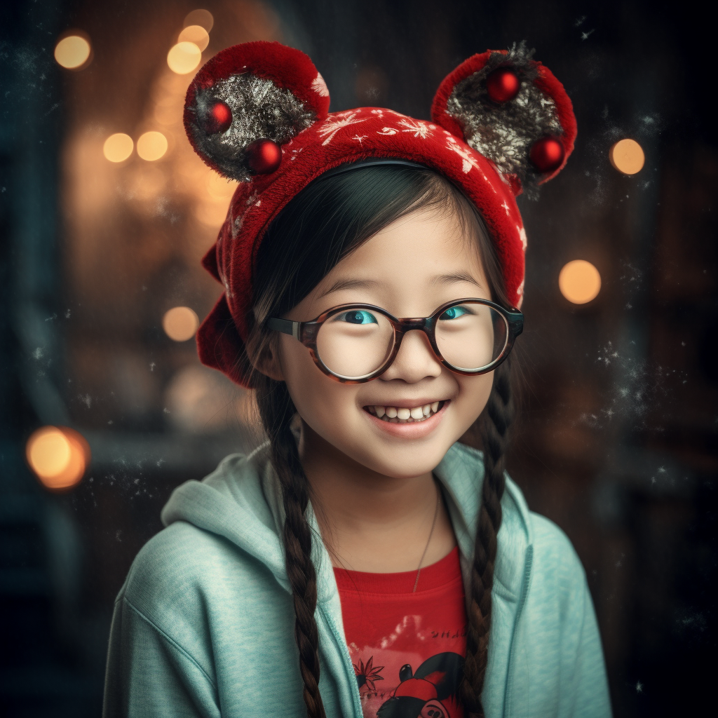 Smiling Asian Girl at Xmas