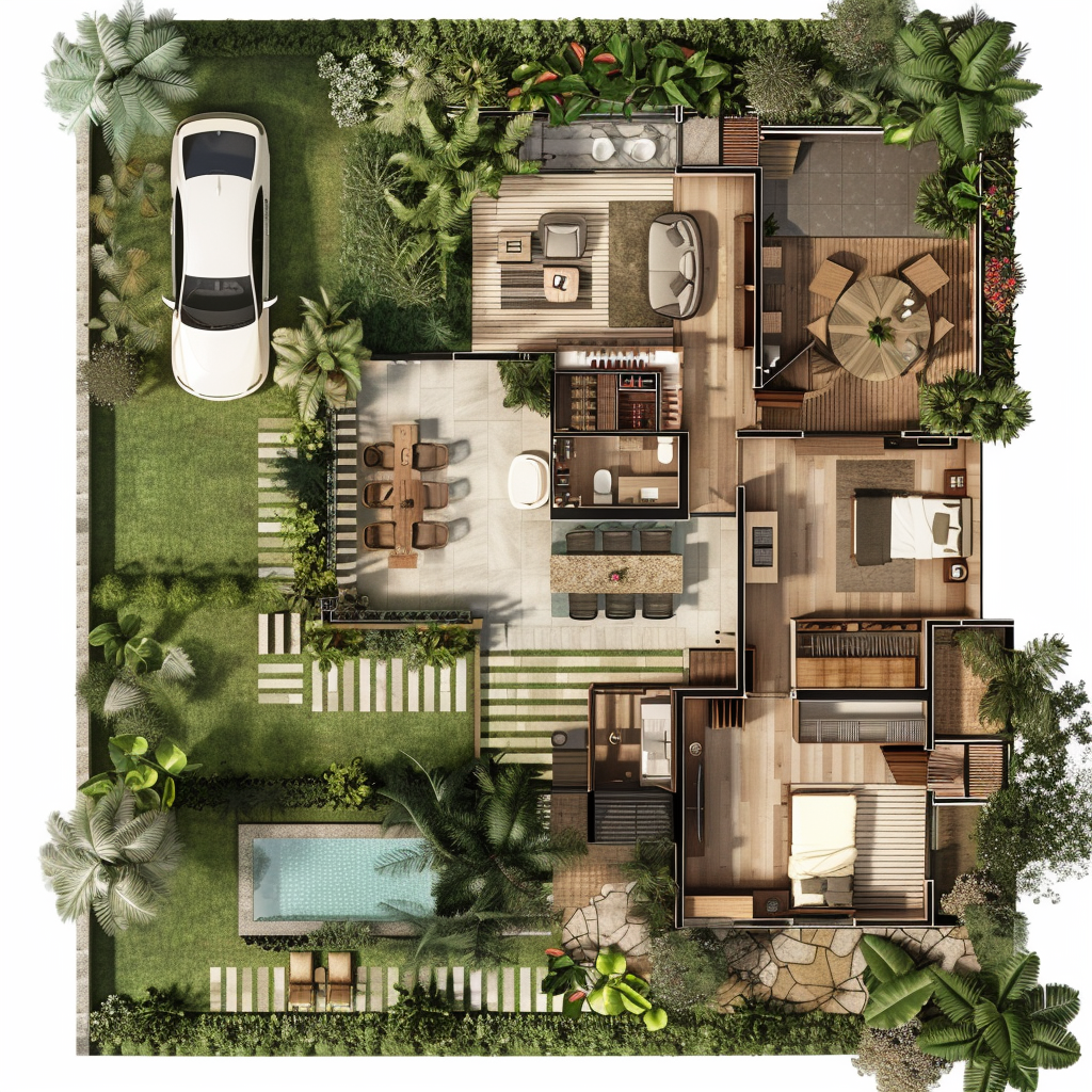 Aerial Plan Bali Style Design