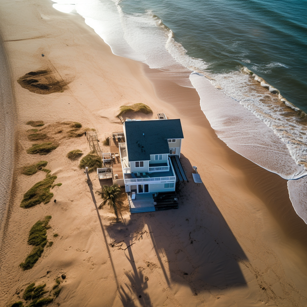 Beautiful beach house aerial view