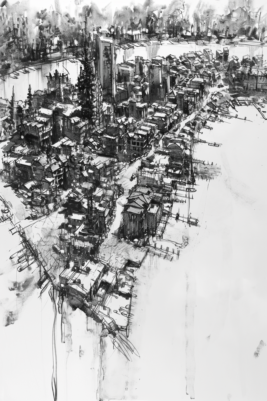 Aerial View of Lake Houses Slum