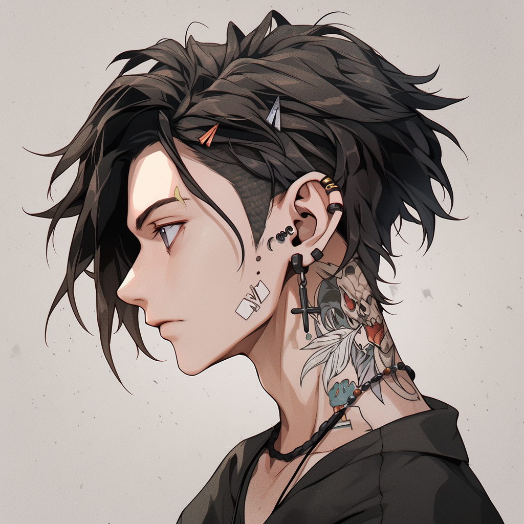 Anime character with aesthetic features and tattoos