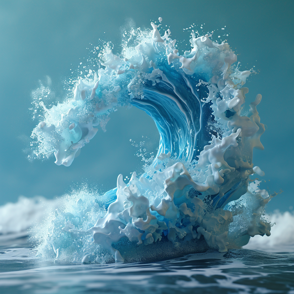 Aesthetic blue wave with foam