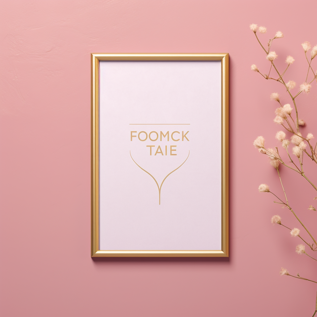 Aesthetic pink wall art with gold frame