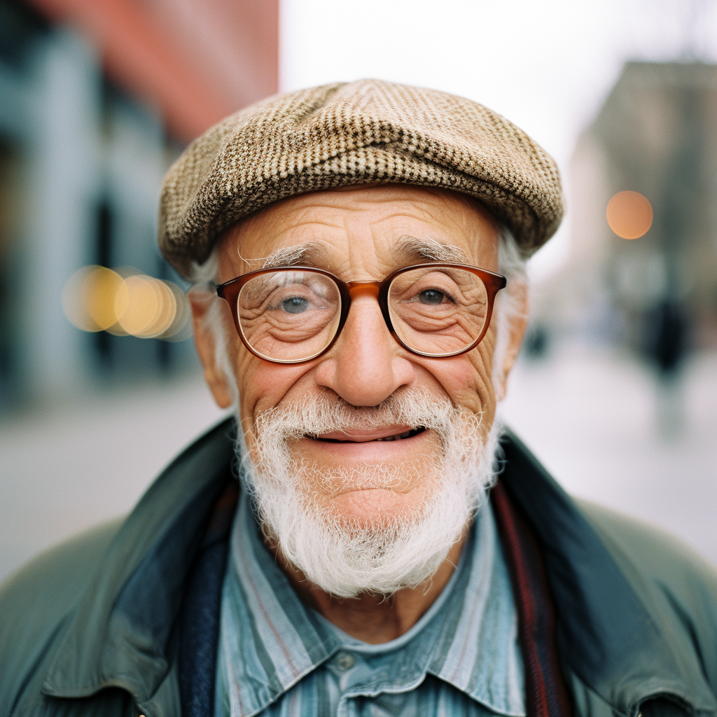 Elderly man wearing glasses in Oslo, Norway