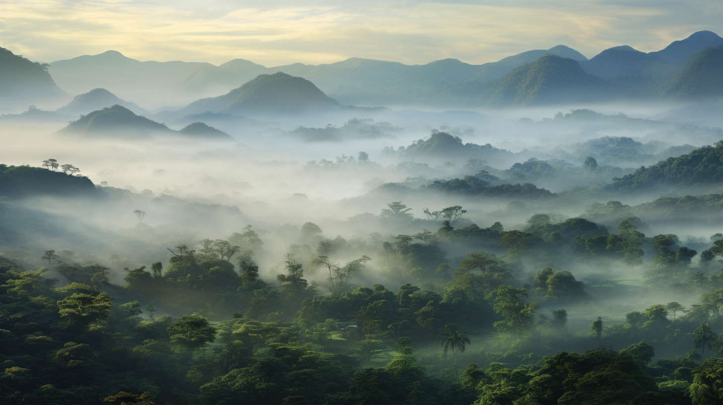 Misty equatorial jungles in Africa