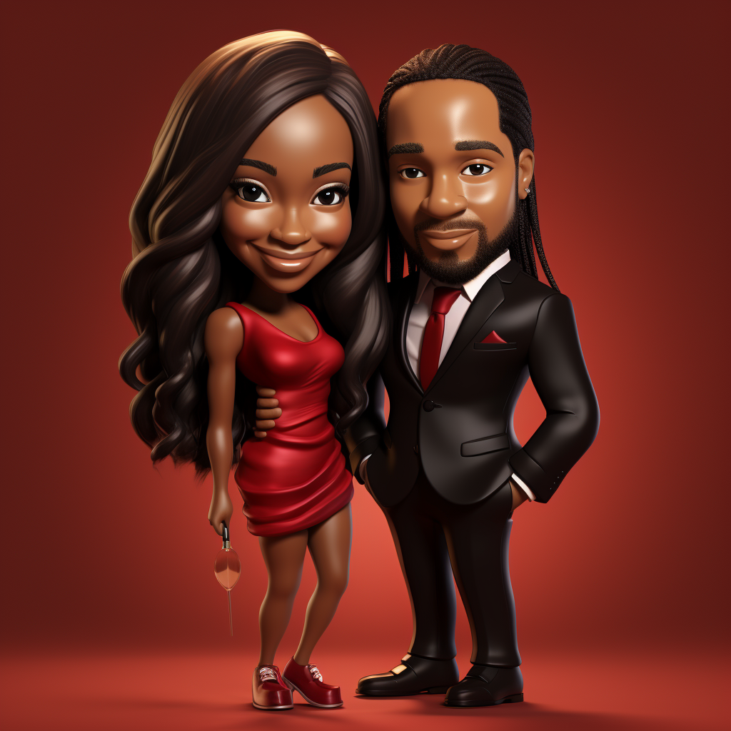 Chibi African American couple